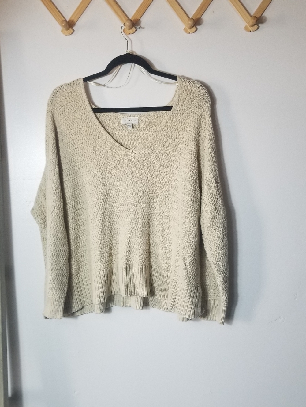 LUCKY BRAND WOMEN'S V-NECK LONG SLEEVE THINNER SWEATER SIZE XL